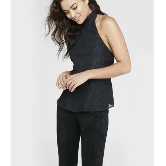 Express Tops - ✨ HOST PICK ✨⋆ express ⋆ black shimmer halter tank